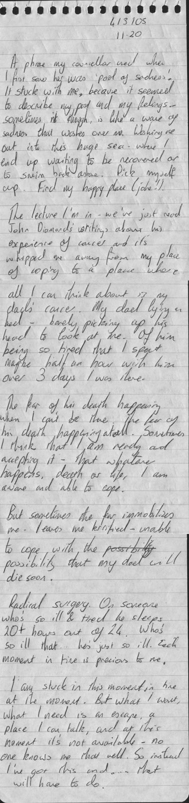 Scans from a diary entry made in my notebook 